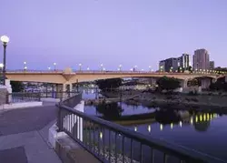 Wabasha Street bridge in the evening with downtown Saint Paul in the background