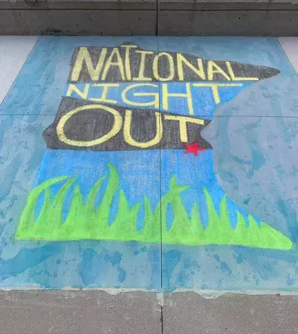 National Night Out Chalk Art - Minnesota State Outline