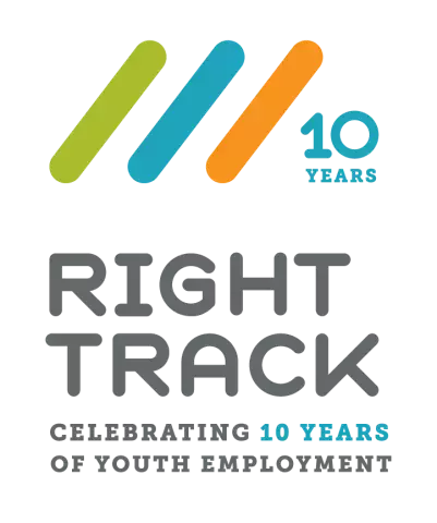 Right Track 10 years of youth employment logo