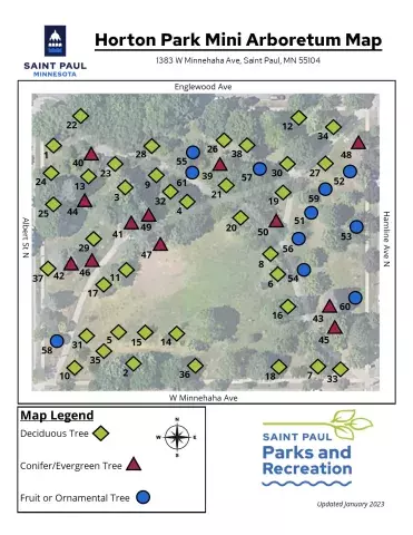 Horton Park Arboretum Map