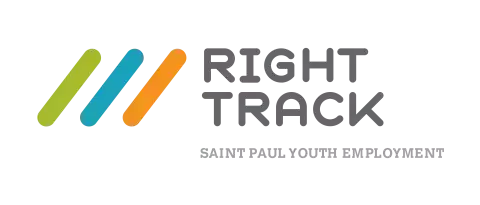 RT Hori Logo with Tagline Horizontal Right Track Logo with the tagline "Saint Paul Youth Employment"