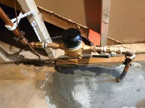 Water meter in residential basement