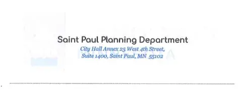 Screenshot of fraudulent invoice. City of Saint Paul watermark is faded to the point of being almost invisibile. Footer font does not match other official City documents.