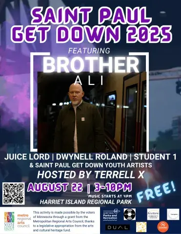 Saint Paul Get Down 2025 Flyer for final performance 3 - 10 PM at Harriet Island Regional Park