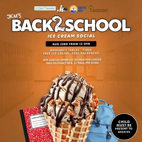 Flyer Ice Cream Social Back to School 1-3 PM on 8/23