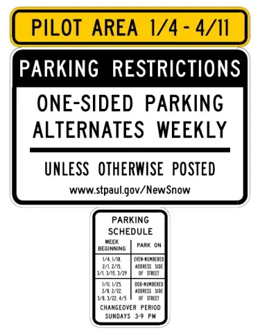 Example of the 2026 Pilot Area perimeter signs posted in two pilot areas in St Paul Jan4-Apr 11, 202