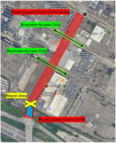Vandalia Bridge Closure Map