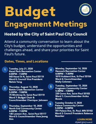 2026 City Council Budget Event Schedule Flyer