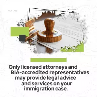 Only licensed attorneys and BIA-accredited representatives may provide legal advice and services on your immigration case.