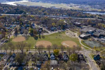 Image of Dayton's Bluff and outdoor area taken from air