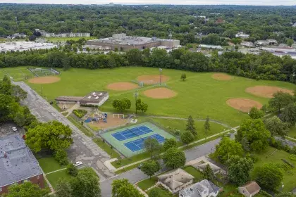 Image of Duluth & Case Recreation Center and outdoor area take from air