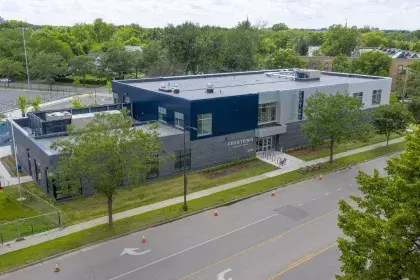 Image of Frogtown Community Center and outside area taken from air