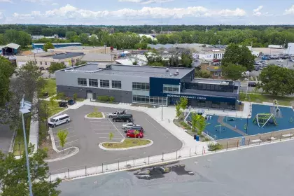 Image of Frogtown Community Center and outside area taken from air