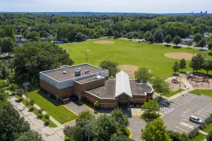 Image of Hazel Park Recreation and outdoor area taken from air