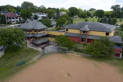 Image of Linwood Recreation Center and outdoor area taken from air