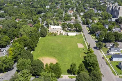 Image of Wilder Recreation Center and outdoor area taken from air