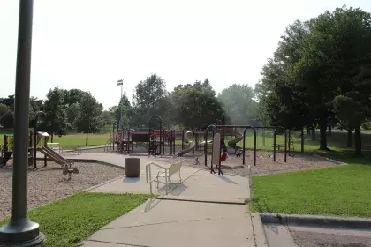 Hazel Park Recreation Center outside play area with playground