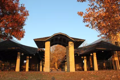Como Midway Pavilion - Façade facing ball fields