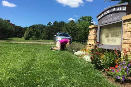 Person weeding garden