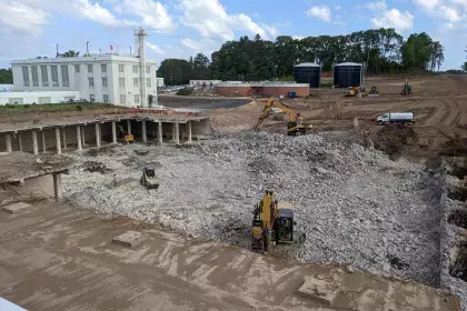 Demolished concrete structure at McCarrons treatment plant