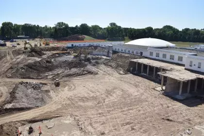 View from above of the area of demolition at McCarrons water treatment plant