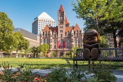 View of Rice Park and the Landmark Center