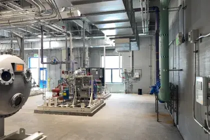 Ozonation room with equipment installed at new McCarrons water treatment plant