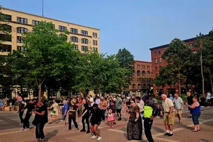Mears Park Block Party people dancing