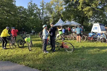 SPRWS Water Wagon stationed at community event to hydrate bikers
