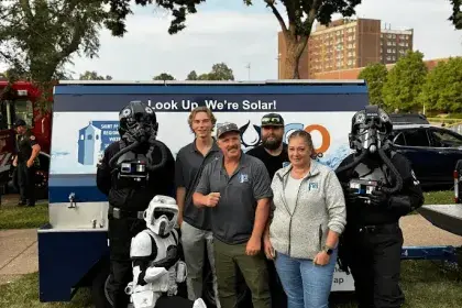 SPRWS Community Engagement Team poses with Storm Troopers at 2026 Safe Summer Nights community event