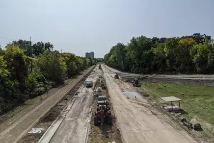 Construction photo of Ayd Mill Road from 9.18.20. Photo shows Ayd Mill Road from the southbound view taken from Grand overpass.