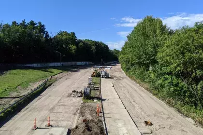 Photo showing construction on Ayd Mill Road as of 9.4.20